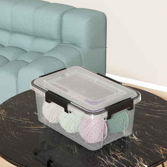 6-Pack 12 Qt Stackable Storage Bins with Gasket Seal Lids,  Moving Containers, Weather Proof Tote for Home Organization