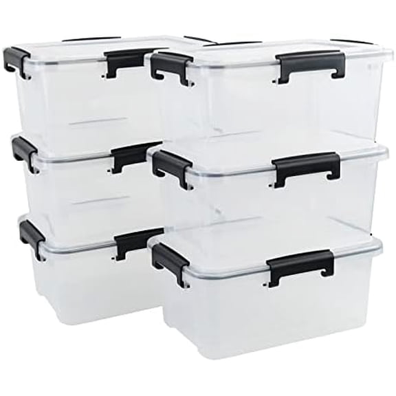 6-Pack 12 Quart Clear Storage Latching Box, Plastic Latch Box with Lid$$Home Decor, Kitchen, & Other