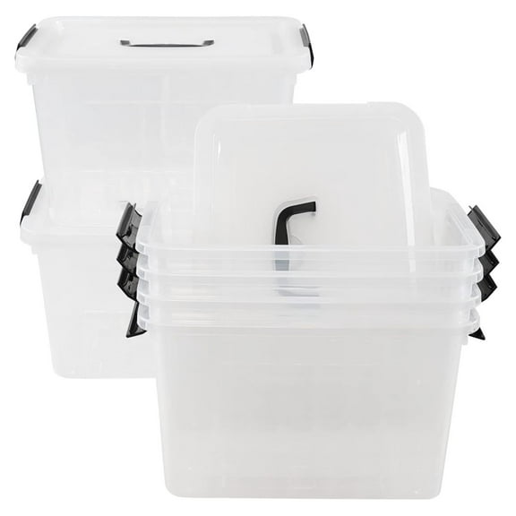 6 Pack 12 Quart Latching Box, Clear Storage Box with Handle, Lidded Home Storage Bins