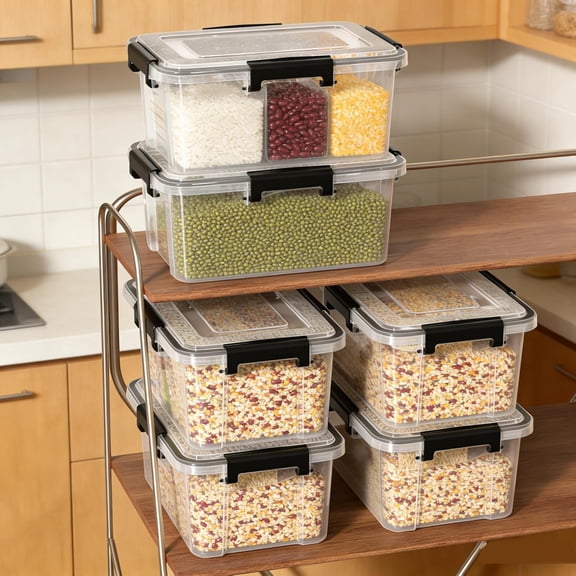 6-Pack 12 Quart Plastic Gasket Box with Seal Lids, Watertight Organizing Tote Container, Stackable Bin with Secure Latching Buckles, Clear