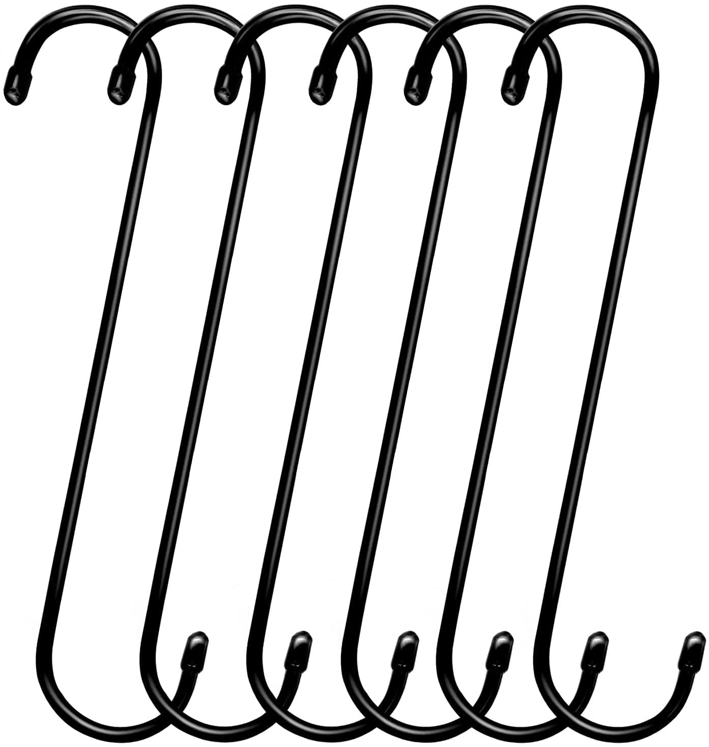 6-Inch Large S Hooks (Pack of 6), Non-Slip Vinyl Coated Black Hooks for  Hanging Plants, Pots, Pans, Utensils, Tools, Jeans & Clothes,  Outdoor/Indoor