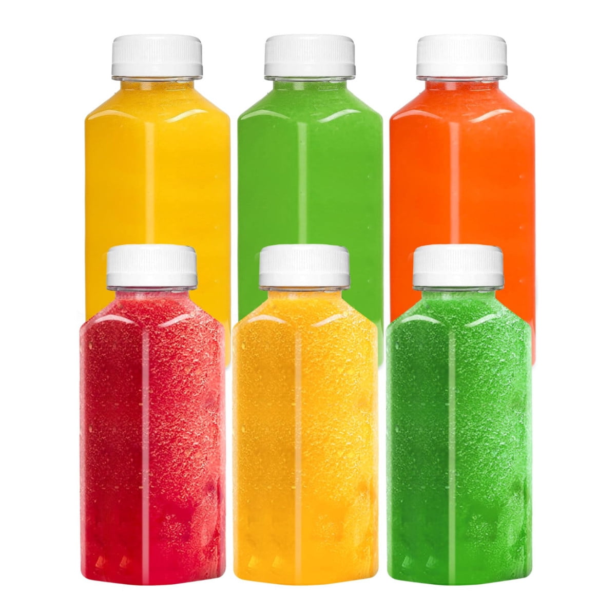 Container For Juice 6 Pack 12 oz Plastic Juice Bottles, Reusable Juice Containers with ...