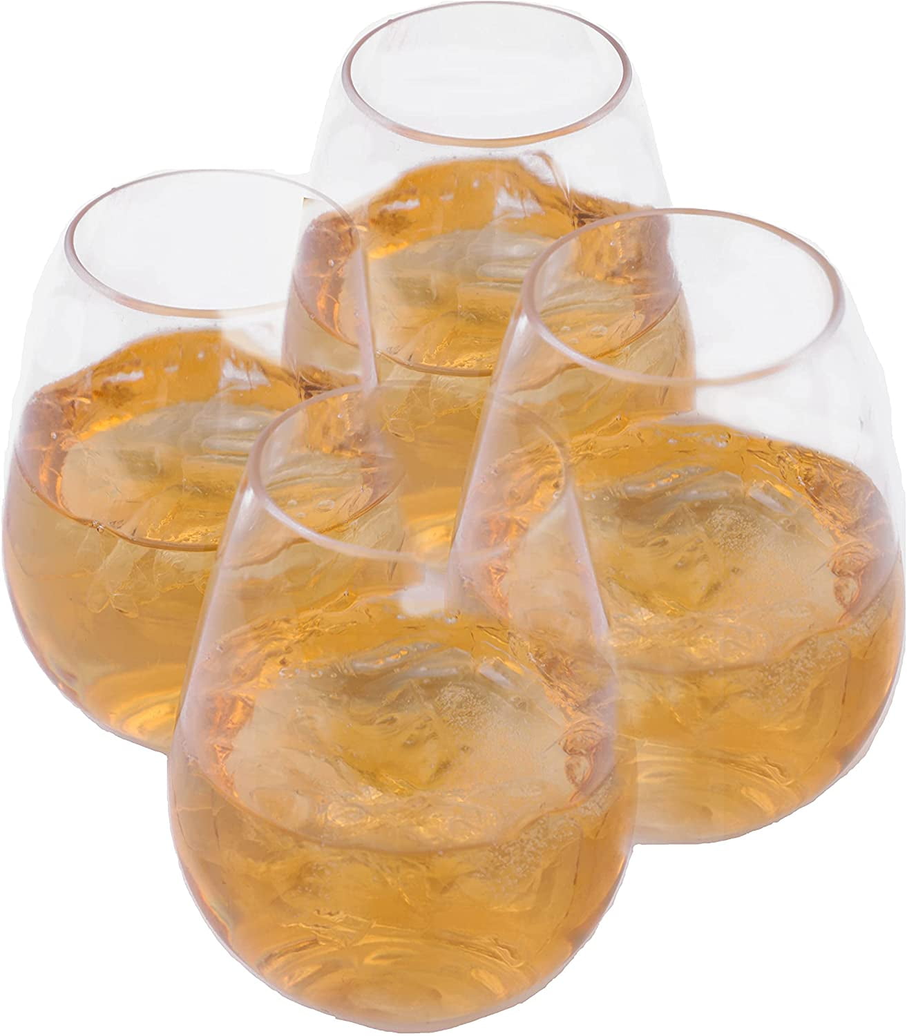 [6 Pack] 12 oz Stemless Clear Plastic Wine Glass, Unbreakable Elegant ...