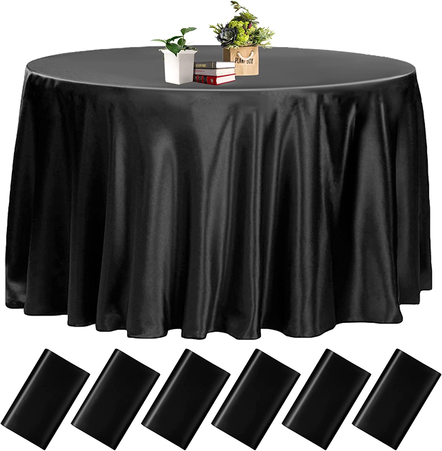 Efavormart White Satin Table Skirt for Kitchen Dining Catering Wedding Baby Shower Birthday ...
