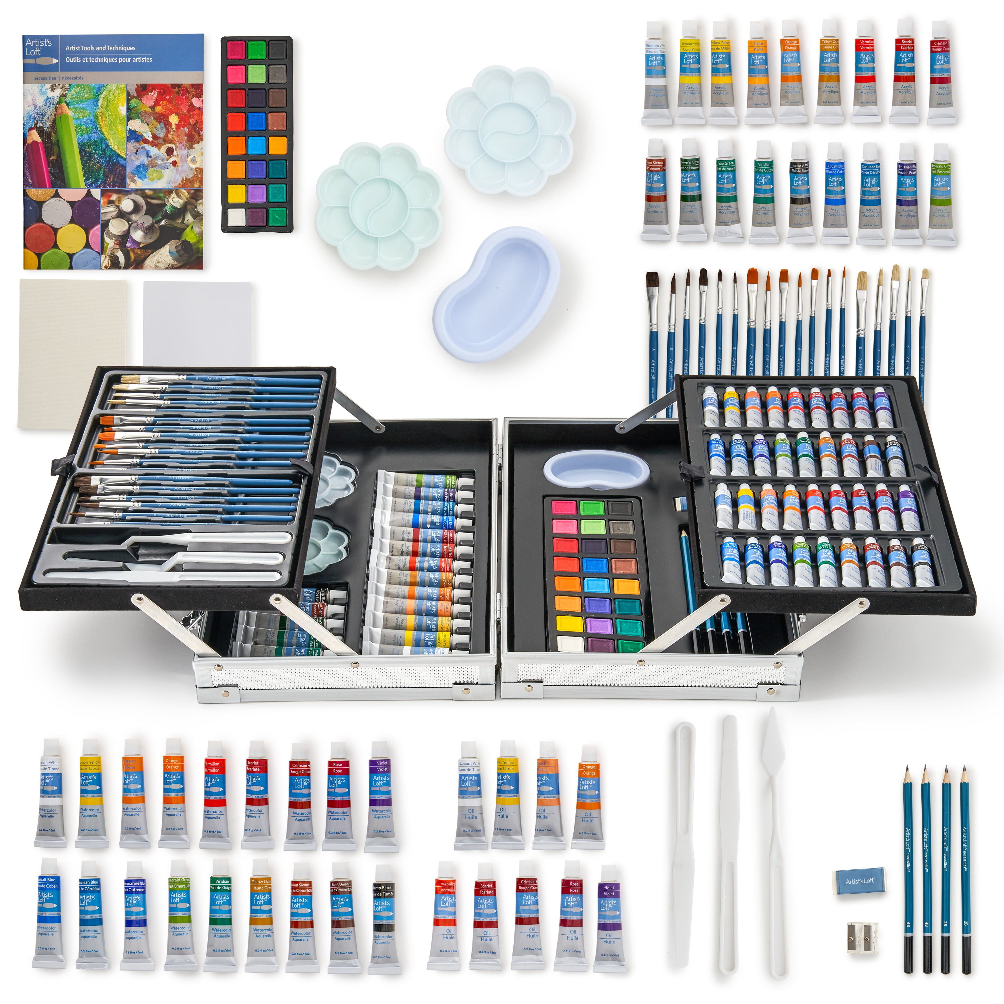 All Media Art Paint Set 126 Piece All In One Kit With Fold Out Case,  Essential Art Supplies In Aluminum Case For Traveling Artists Or Gift