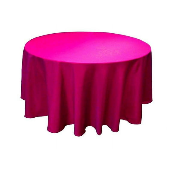 6 Pack 132" Inch round Polyester Tablecloth 24 COLOR Table Cover Wedding Banquet", (Color: Hot pink)