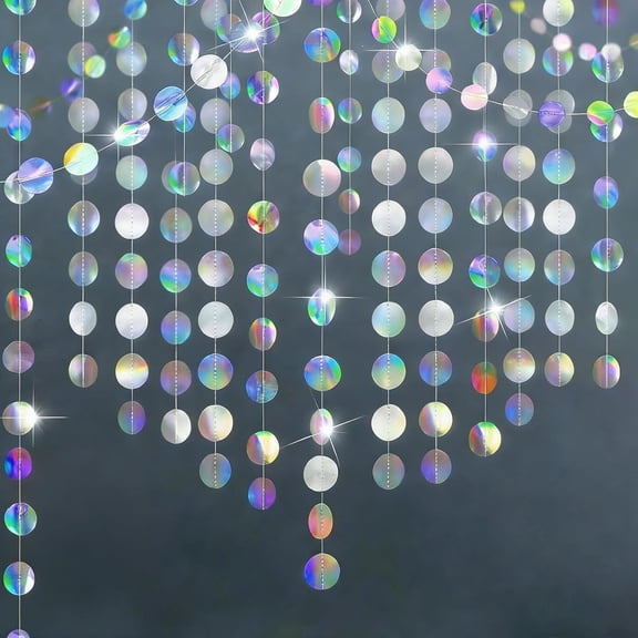 6 Pack 13Ft Iridescent Circle Garlands Holographic Party Decorations Hanging Streamers Banner for Wall Wedding Birthday Graduation Disco Party Decor