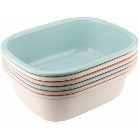 6 Pack 13L 12 Quart Dish Pan, 14.5 x 11.8 x 4.7 Inch Plastic Wash Tub Basin, Stackable Commercial Bus Box for Washing Dishes$$Home Decor, Kitchen, & Other