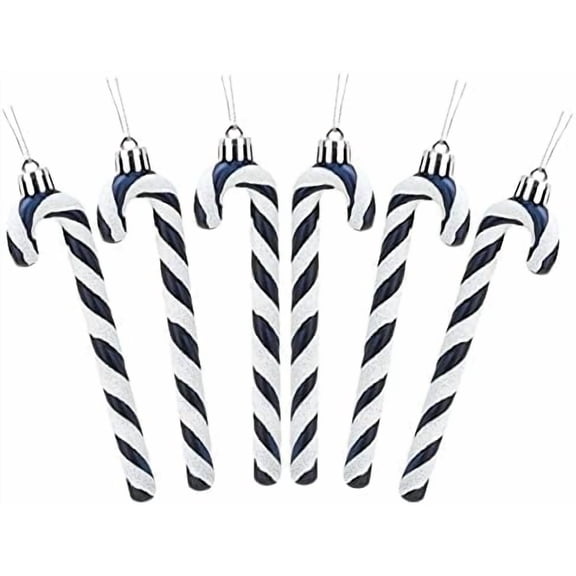 6 Pack -13cm Glitter Candy Cane Christmas Tree Decorations/Ornaments