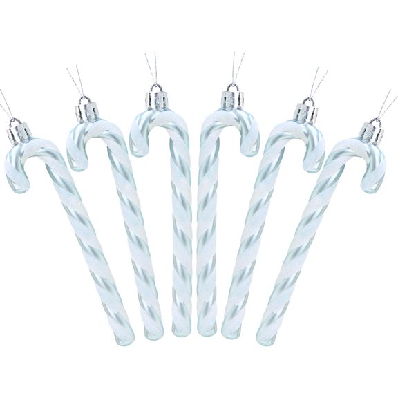 6 Pack -13cm Glitter Candy Cane Christmas Tree Decorations/Ornaments