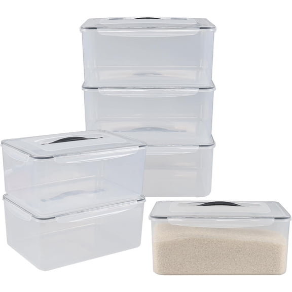 6 Pack 14.5 L Airtight Food Containers, Clear Plastic Storage Box with Seal Circle Lid