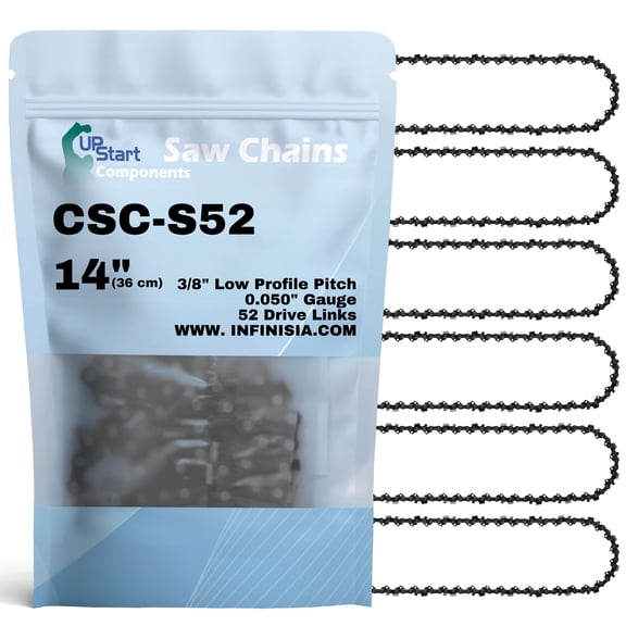6-Pack 14-inch Chainsaw Chain Replacement for Craftsman 35095 Chainsaws - S52 (14", 3/8" Low Profile Pitch, 0.050" Gauge, 52 Drive Links)