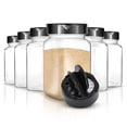 thumbnail image 1 of 6 Pack 14 oz Plastic Spice Jars, Empty Seasoning Containers for Homemade Rub, Spices, Glitter, and More, Small Spice Containers with Black Shaker Lids and Heat-Induction Liner, Clear Spice Jars, 1 of 7