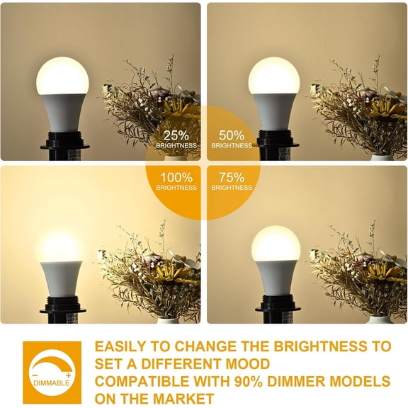 6-Pack 14W LED Dimmable Light Bulbs 100 Watt Equivalent, A19 LED Light bulbs Bright 1500LM LED Bulbs with E26 Standard Medium Base for Kitchen Bedroom Office Indoor, No Flicker, Warm White 3000K
