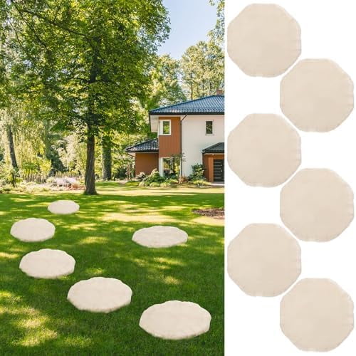 6 Pack 15.5 Garden Stepping Stones Outdoor Octagon Resin Stepping Stone with Ground Stakes Plastic Decorative Pathway Pavers for Walkway Garden Lawn Yard Home$$Garden & Patio