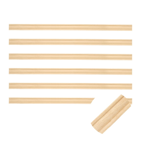 6 Pack 15.75" Decorative Wood Trim, Unfinished 3D Wooden Furniture Molding Trim for DIY Craft, Home Wall Cabinet Shelf Window Door (Triangle, 15mm)