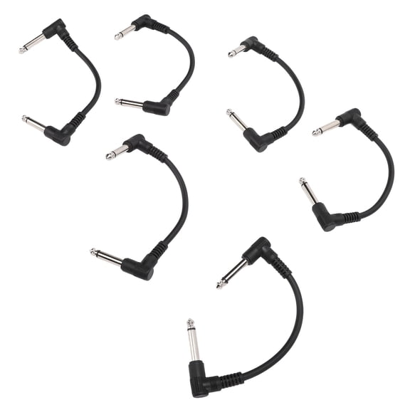 6-Pack 15cm Right Angle 1/4 Inch Guitar Patch Cables with PVC Jacket for Effects Pedals, Amps, Keyboards, and Mixers 6 Pcs 15cm Inch Microphone Amplifier Keyboard