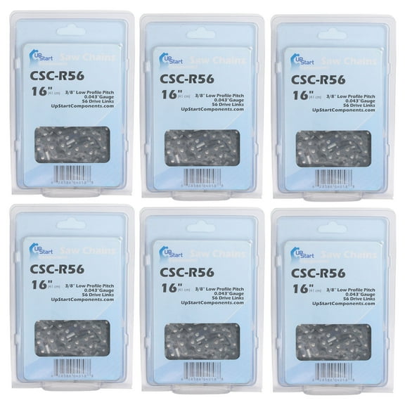 6-Pack 16-Inch Chainsaw Chain Replacement for EGO CS1600 56V Lithium-Ion - (16", 3/8", .043", 56 DL)