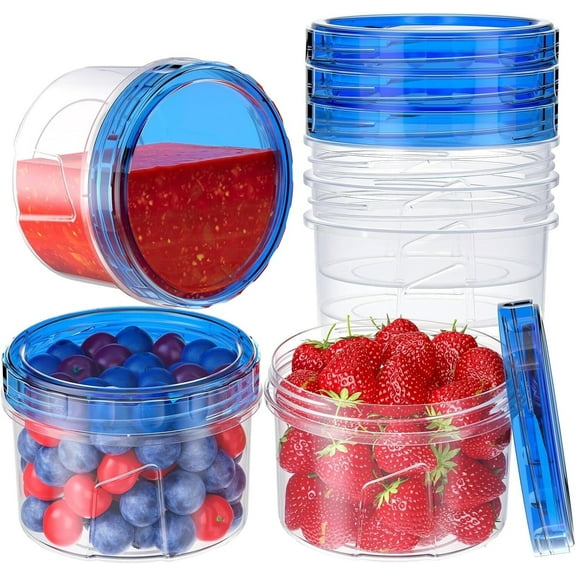 6 Pack-16 OZ Freezer Storage Containers, Small Plastic Containers with Twist Top Lids, Round Food Storage Containers, Reusable Soup Container Microwave/Dishwasher Safe