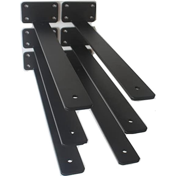 6 Pack - 16 inch Black Hidden L Shelf Bracket (1/5 Inch Thicked) Iron Floating Shelf Brackets Rustic Industrial Metal Brackets for Shelf Support