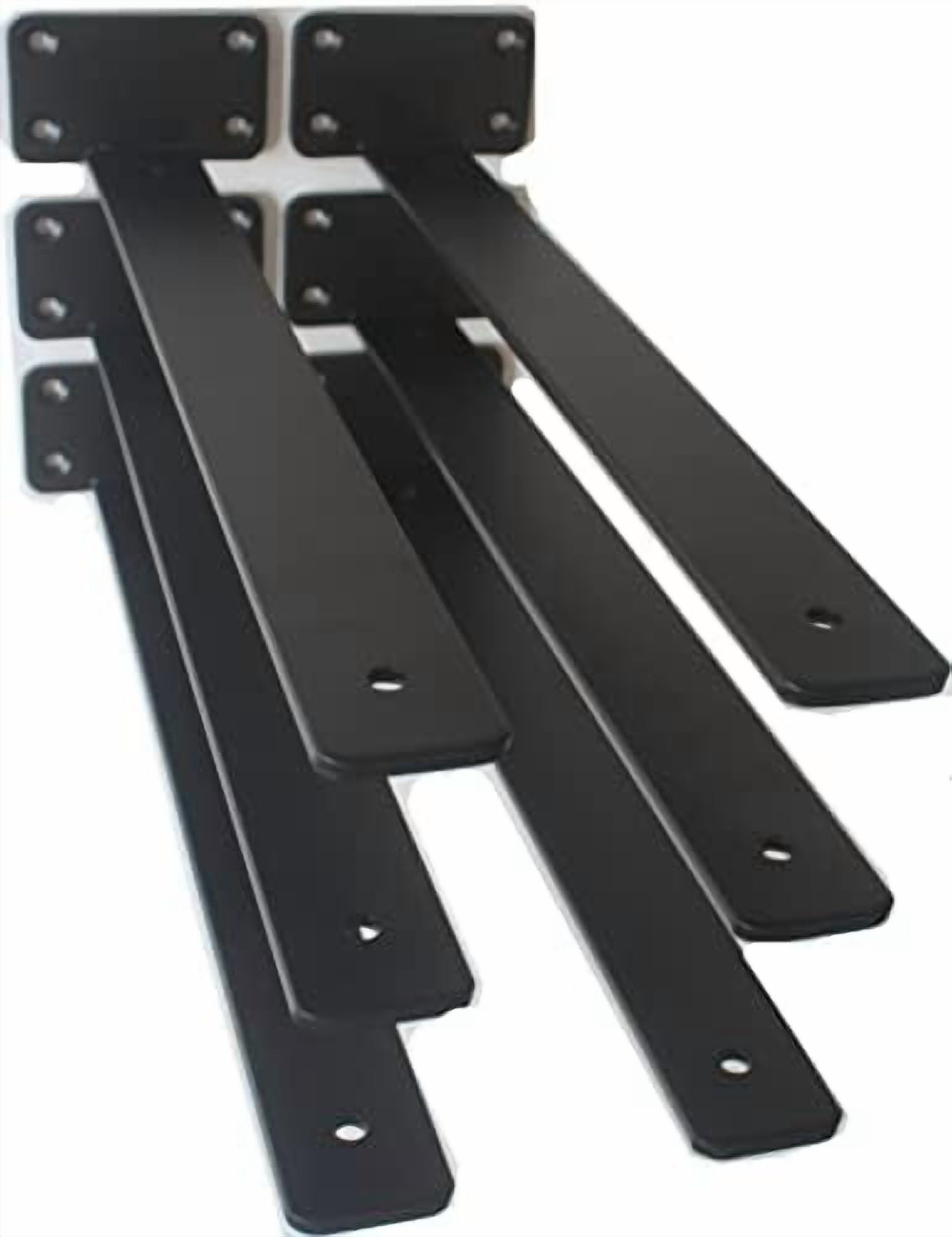 6 Pack - 16 inch Black Hidden L Shelf Bracket (1/5 Inch Thicked) Iron Floating Shelf Brackets Rustic Industrial Metal Brackets for Shelf Support