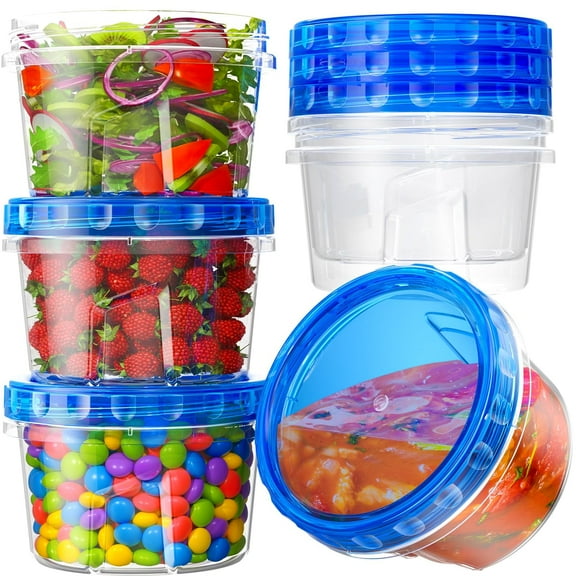 6 Pack-16 oz Freezer Storage Containers, Plastic Food Storage Containers with Twist Top Lids, BPA Free and Reusable Soup Containers with Lids, Leakproof/Microwave/Dishwasher Safe