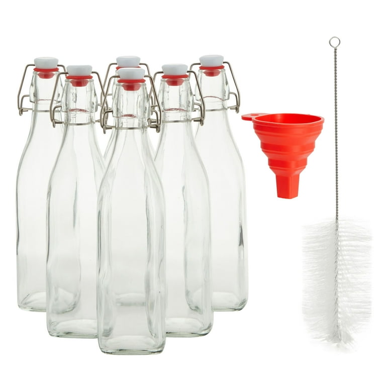  Pratico Kitchen 18 oz.Leak-Proof Clear Glass Bottles, Juicing  Containers, Water / Beverage Bottles - 6-Pack : Home & Kitchen