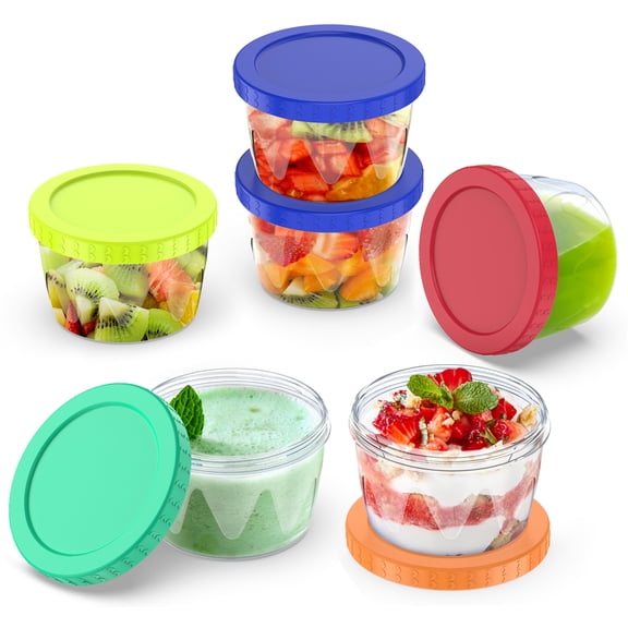 6 Pack 16oz (450ml) Gem Gloss Polypropylene Food Storage Containers with Airtight Lids