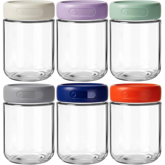 6 Pack 16oz Glass Jars with , Overnight Oats Containers with , Yogurt Jars for Pudding Salad Cereal Coffee Seed Kimchi Jam Spices