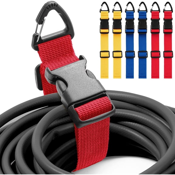 6 Pack 17 Inch Adjustable Extension Cord Holder Organizer with Triangle Clips for Garage Organization and Storage Heavy Duty Extension Cord Hanger for Men Workshop (Red & Blue & Yellow)