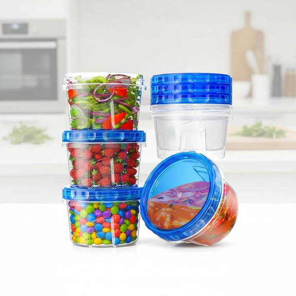 6-Pack 17oz Reusable Freezer and Food Storage Containers with Twist Lock Lids, BPA-Free, Microwave and Dishwasher Safe Soup and Meal Prep Containers