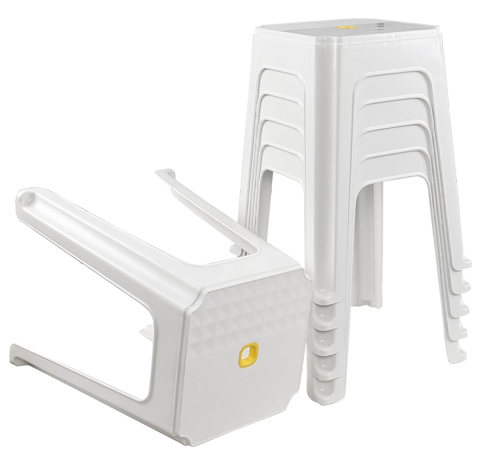 High Stackable Stools 6 Pack 18.6 Inch High Stackable Stools for Seating, Square Plastic ...