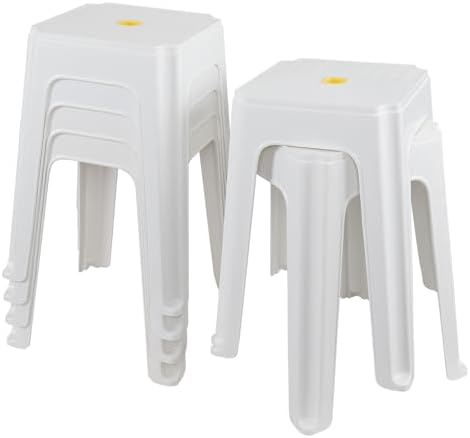High Stackable Stools 6-Pack 18.7 Inch High Plastic Stools for Seating, Square Plastic ...