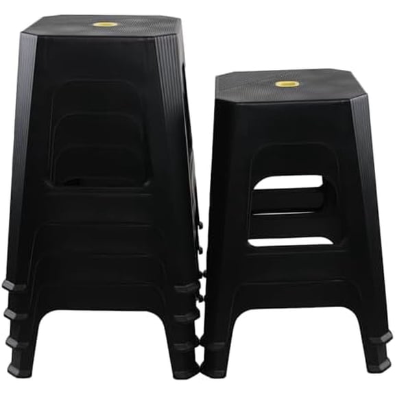 6 Pack 18.7 Inches High Plastic Stools for Seating, Black Backless Stools for Kitchen, Classroom, Meeting Room$$Furniture