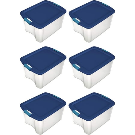 Unbranded Stackable Storage Bin with Latching Lid - 6 Pack, 18 Gal, Clear