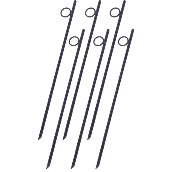 6-Pack 18" Heavy Duty Rebar Stakes - 3/8" Steel Tent Stakes with Loops