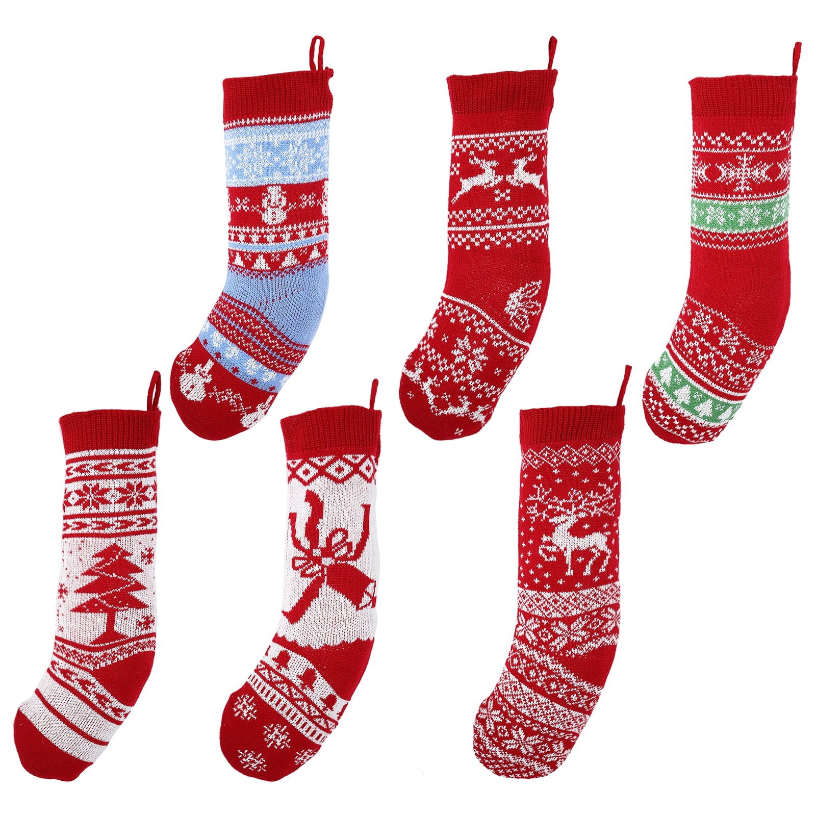 6 Pack 18" Knit Christmas Stockings,Large Rustic Yarn Xmas Stockings