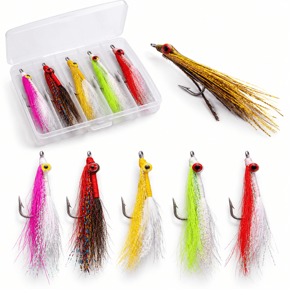 6 Pack #2/0 Clouser Minnow Fishing Flies Hand Tied Streamer Artificial Baitfish Lures