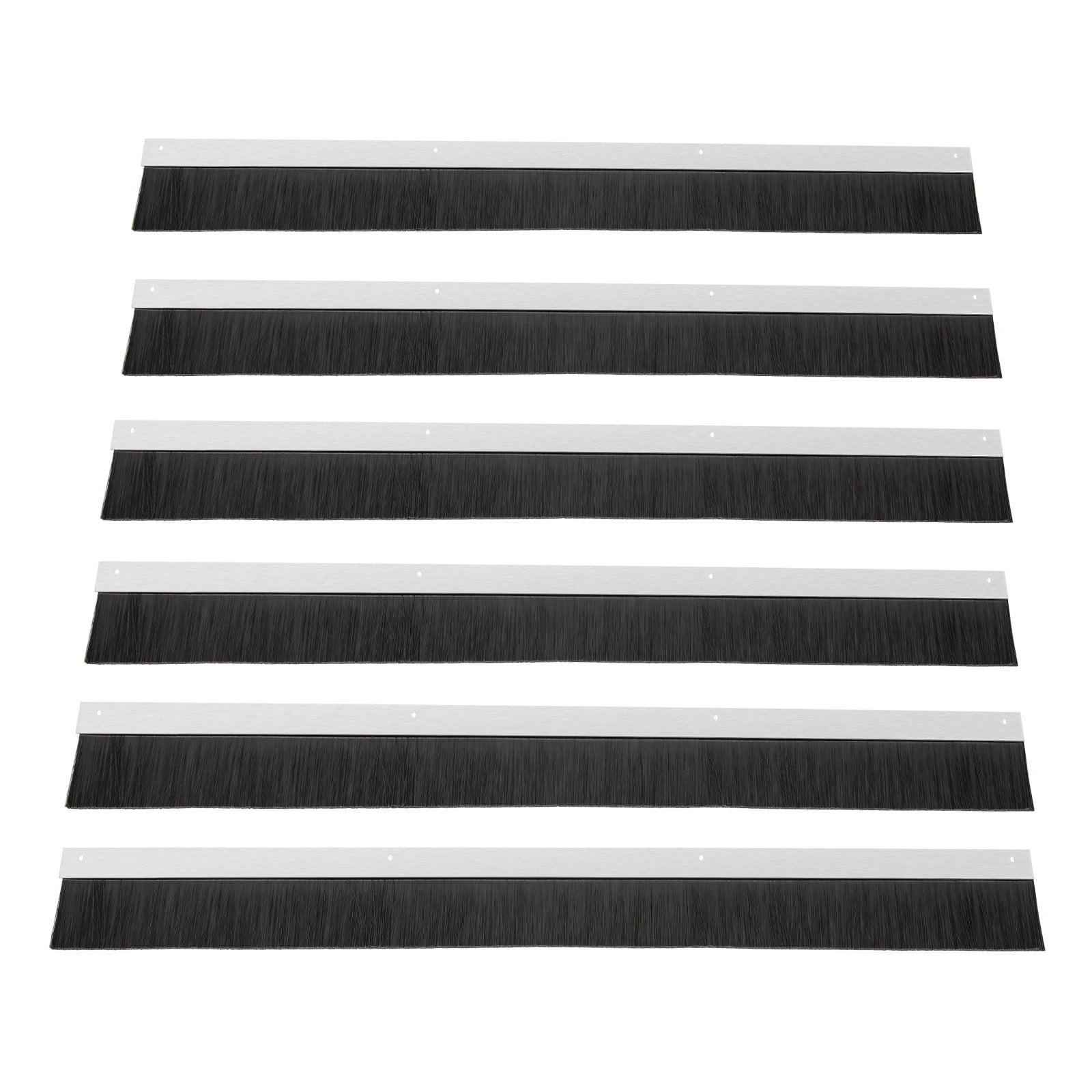 6 Pack 2.36"x39.37" Door Bottom Seal, Garage Door Weather Stripping Kit, Removable Brush for Sealing Against Rain Dust Insects Noise
