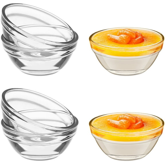 6 Pack 2.4" Clear Glass Bowls, Mini 1.6oz Stackable Small Prep Bowls Portion Dishes Serving Bowl for Dessert Snack Spice Sauce Tasting