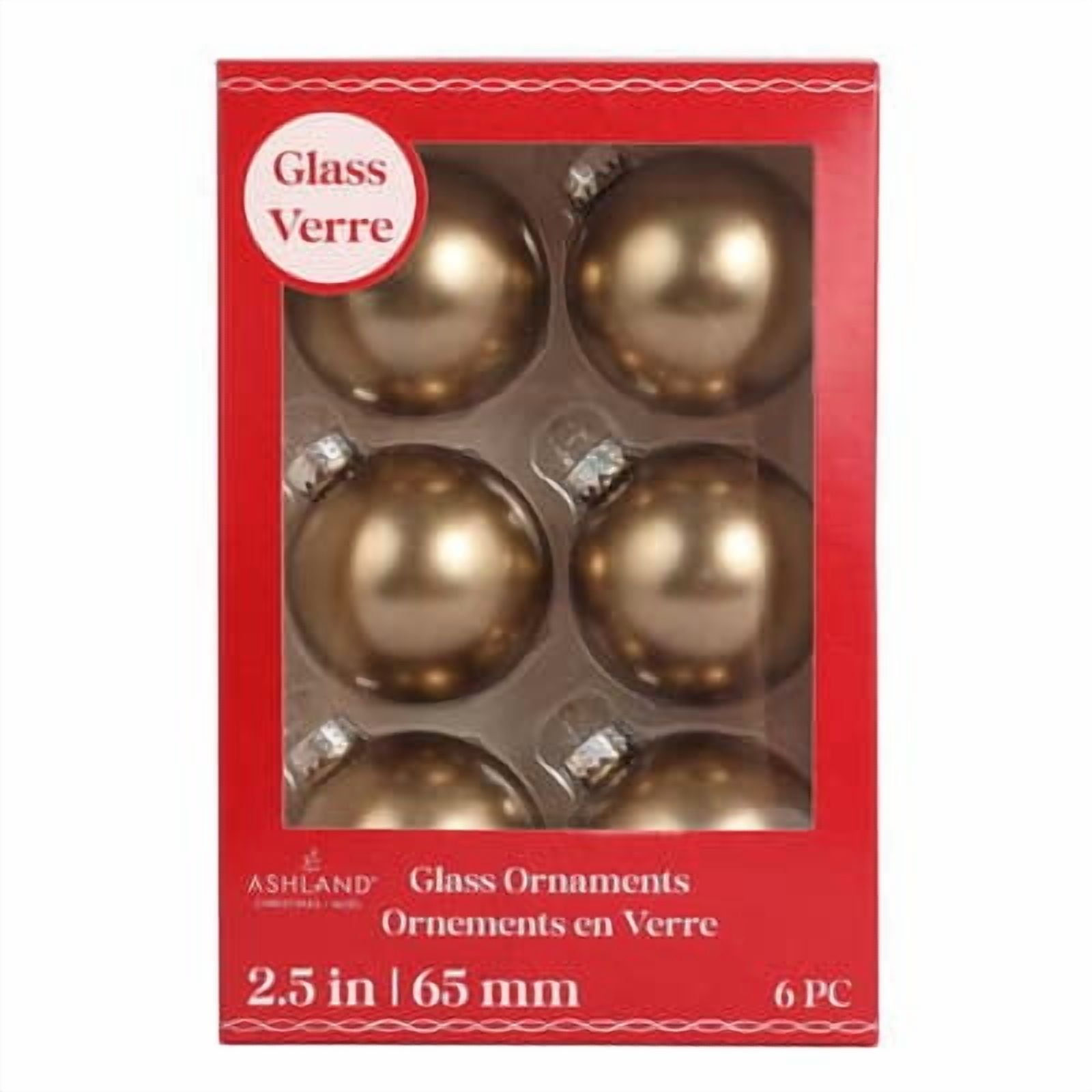 6 Pack 2.5" Brown Matte Glass Ball Ornaments by Ashland - Holiday and Christmas Ornaments