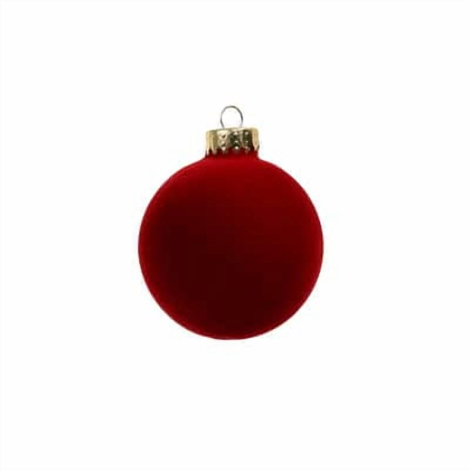 6 Pack 2.5" Dark Red Flocked Glass Ball Ornaments by Ashland - Holiday and Christmas Ornaments