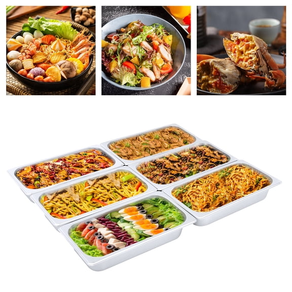 6 Pack 2.5'' Deep 1/3 Size Steam Table Pans Pan Hotel Restaurant Stainless Steel