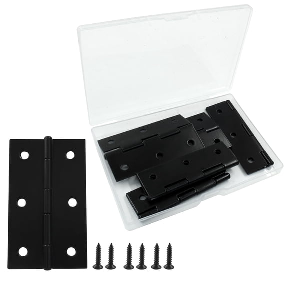 6 Pack 2.5 Inch Door Hinge Cabinet Hinge,Folding Butt Hinges Black Furniture Hardware for Window Gate Closet,with Mounting Screws(60 * 36mm)