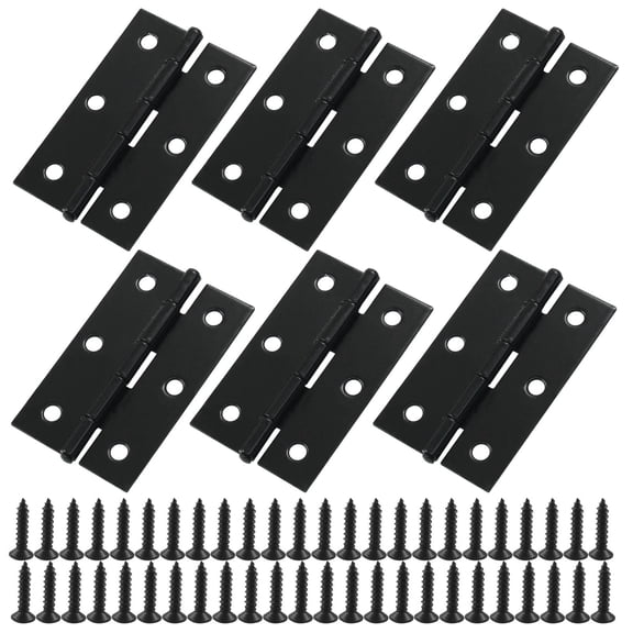 6 Pack 2.5 Inch Door Hinge Cabinet Hinge,Folding Butt Hinges Black Furniture Hardware for Window Gate Closet,with Mounting Screws(60 * 36mm)
