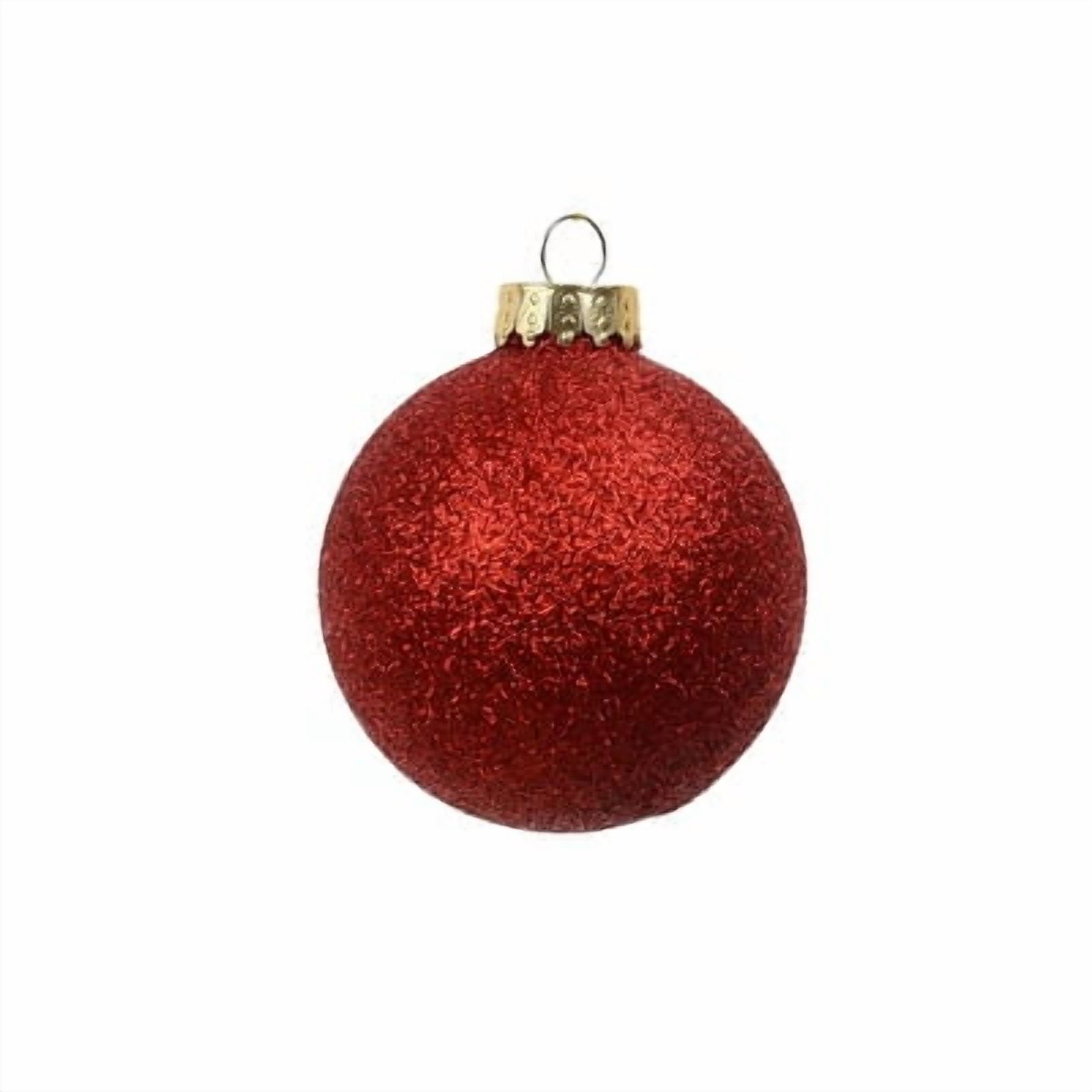 6 Pack 2.5" Red Glitter Glass Ball Ornaments by Ashland - Holiday and Christmas Ornaments