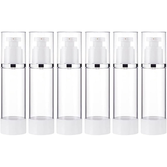 6 Pack 2.7oz/80ml Airless Pump Bottles Vacuum Cosmetic Travel Container Refillable Cosmetic Bottles for Lotion Shampoo Essential Oil Other Beauty Product White