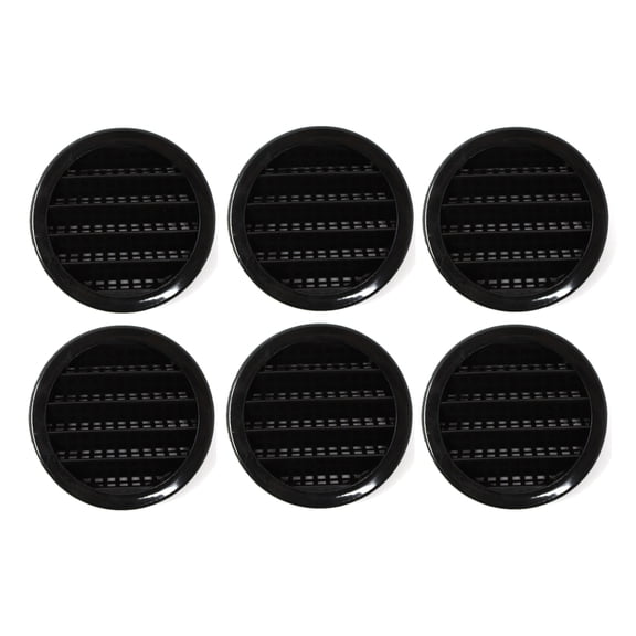 6 Pack 2" Black Round Plastic Louver Soffit Air Vent