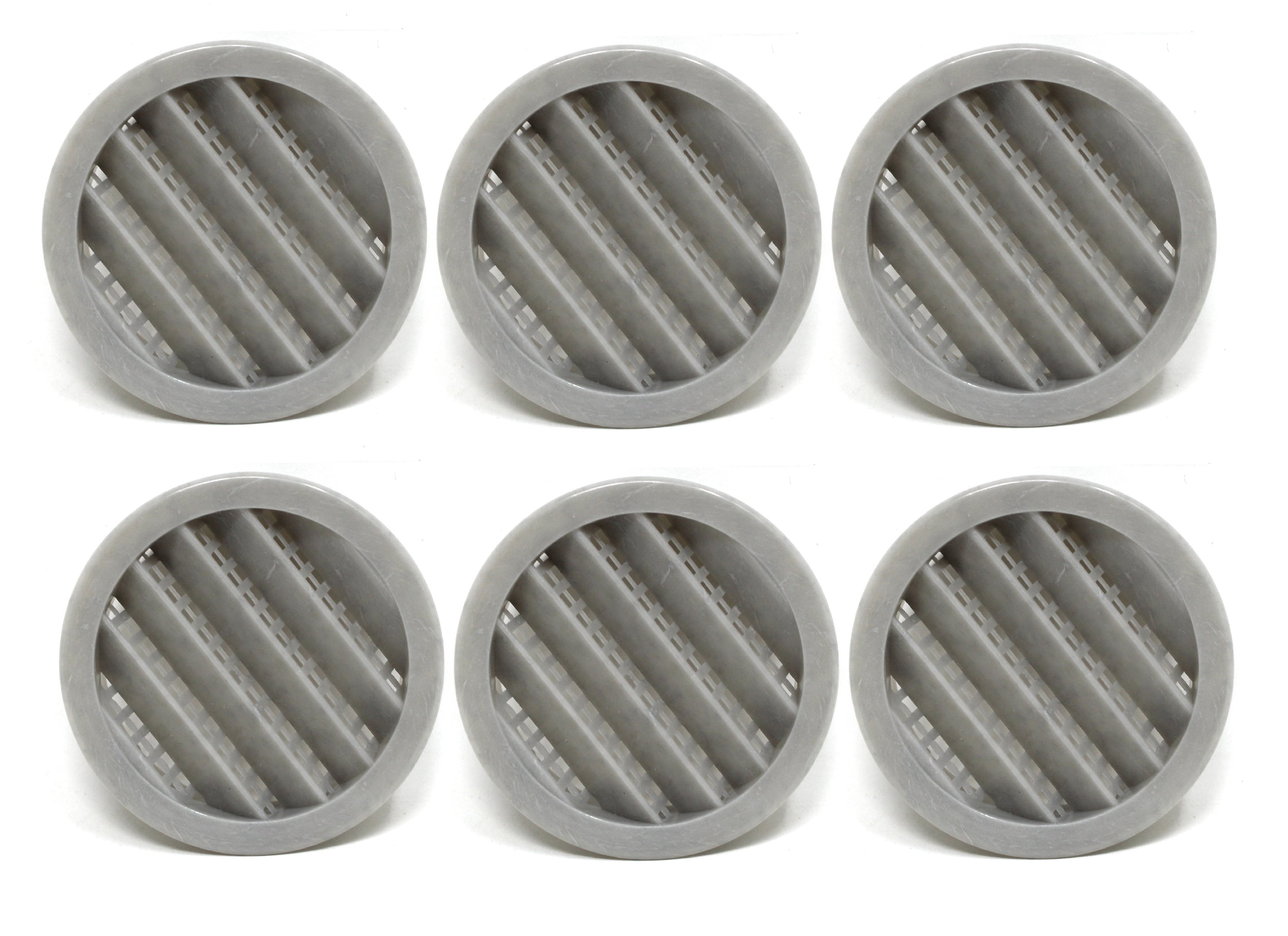 6 Pack 2" Grey Round Plastic Louver Soffit Air Vent