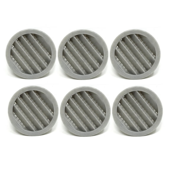 6 Pack 2" Grey Round Plastic Louver Soffit Air Vent